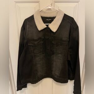 Max Jeans faded black Denim Jacket with Cream faux lambs wool.